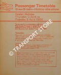 Passenger Timetable, Great Britain Holiday Alterations - Easter Holiday, Thursday 3 April to Tuesday 8 April 1980 by British Railways